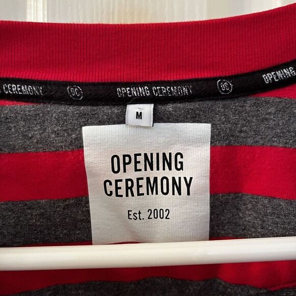 Opening Ceremony Red and Gray Striped Crewneck Sweatshirt Women's Size Medium - Picture 7 of 13